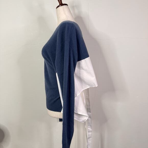 NAADAM French Navy Cashmere Tie Back Sweater Size M NWT Classic Asymmetrical - Picture 5 of 10